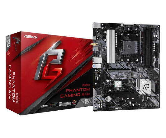 ASRock Motherboard B550 PHANTOM GAMING 4 AC AMD AM4 Ryzen B550 DDR4 128GB PCI Express ATX